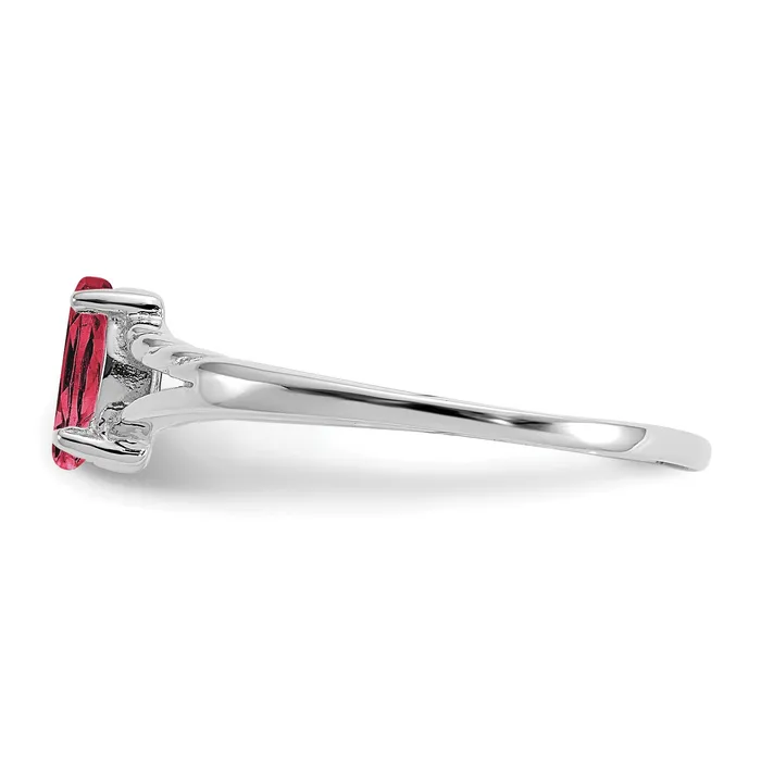 Goldia Rings Solid 14k White Gold Simulated Pink Tourmaline Birthstone Ring