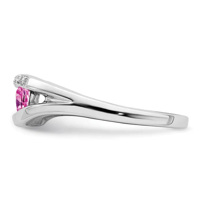 Goldia Rings Solid 14k White Gold Trillion Created PinK Simulated Sapphire and CZ Ring