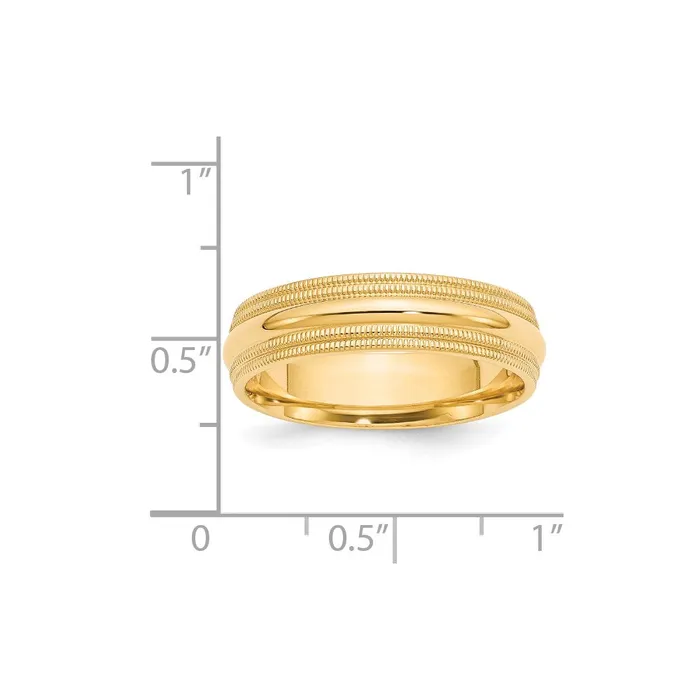 Goldia Rings Solid 14K Yellow Gold 6mm Double Milgrain Comfort Fit MensWomens Wedding Band Ring Size 6 Goldia Rings Solid 14K Yellow Gold 6mm Double Milgrain Comfort Fit MensWomens Wedding Band Ring Size 6