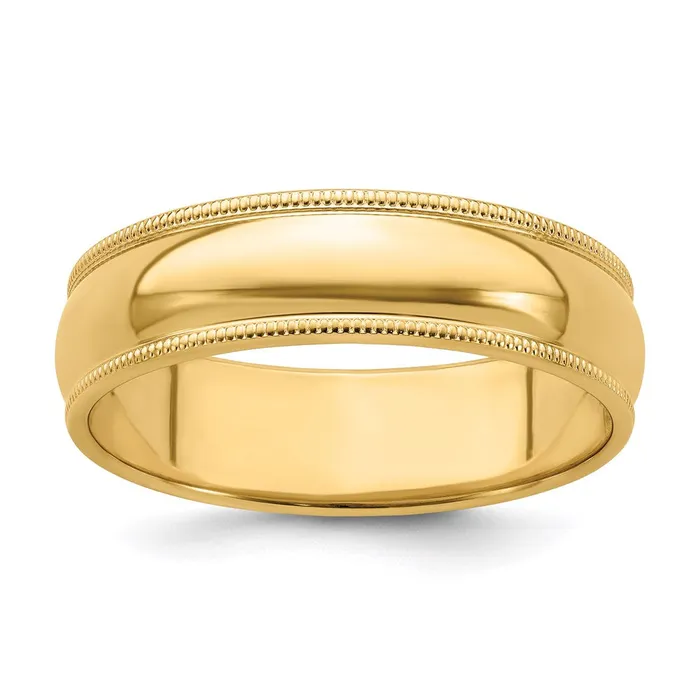 Goldia Rings Solid 14K Yellow Gold 6mm Milgrain Half Round MensWomens Wedding Band Ring Size 14 Goldia Rings Solid 14K Yellow Gold 6mm Milgrain Half Round MensWomens Wedding Band Ring Size 14