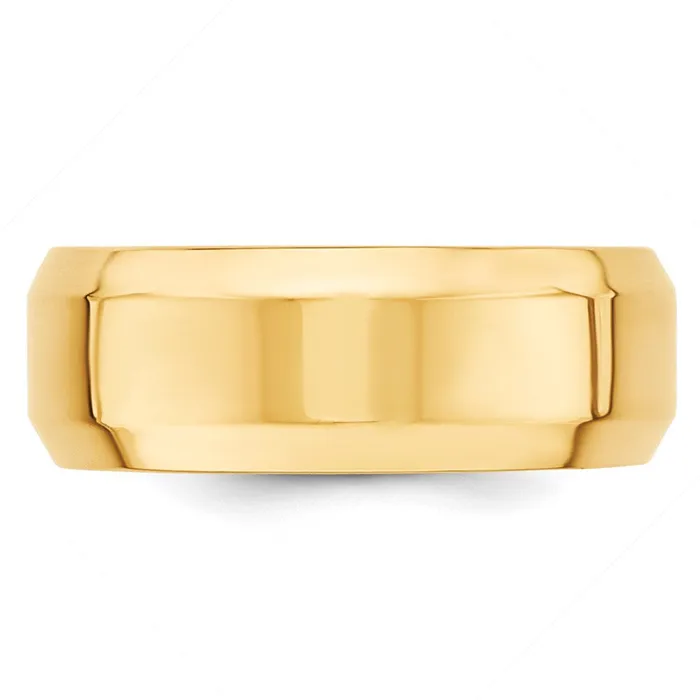 Goldia Rings Solid 14K Yellow Gold 8mm Bevel Edge Comfort Fit MensWomens Wedding Band Ring Size 65 Goldia Rings Solid 14K Yellow Gold 8mm Bevel Edge Comfort Fit MensWomens Wedding Band Ring Size 65
