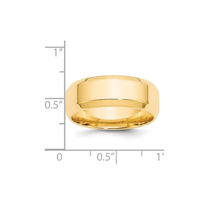 Goldia Rings Solid 14K Yellow Gold 8mm Bevel Edge Comfort Fit MensWomens Wedding Band Ring Size 65 Goldia Rings Solid 14K Yellow Gold 8mm Bevel Edge Comfort Fit MensWomens Wedding Band Ring Size 65