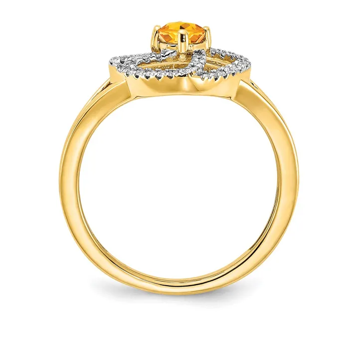 Goldia Rings Solid 14k Yellow Gold Polished Simulated CZ and Citrine Square Ring