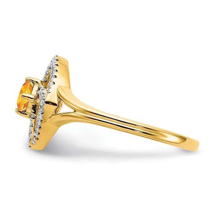 Goldia Rings Solid 14k Yellow Gold Polished Simulated CZ and Citrine Square Ring