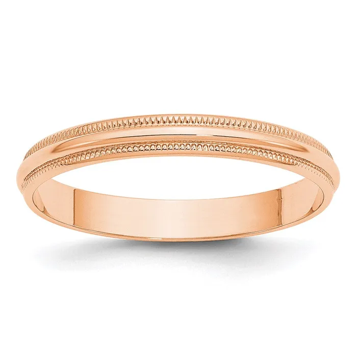Goldia Rings Solid 14K Yellow Gold Rose Gold 3mm Light Weight Milgrain Half Round MensWomens Wedding Band Ring Size 10 Goldia Rings Solid 14K Yellow Gold Rose Gold 3mm Light Weight Milgrain Half Round MensWomens Wedding Band Ring Size 10