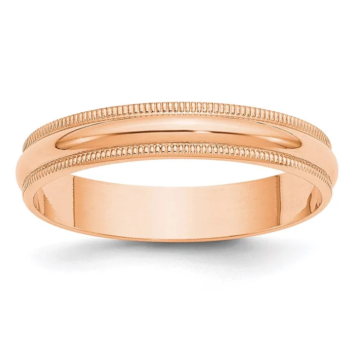 Goldia Rings Solid 14K Yellow Gold Rose Gold 4mm Light Weight Milgrain Half Round MensWomens Wedding Band Ring Size 12 Goldia Rings Solid 14K Yellow Gold Rose Gold 4mm Light Weight Milgrain Half Round MensWomens Wedding Band Ring Size 12
