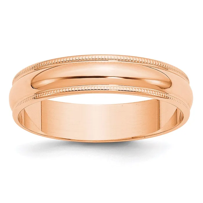 Goldia Rings Solid 14K Yellow Gold Rose Gold 5mm Light Weight Milgrain Half Round MensWomens Wedding Band Ring Size 12 Goldia Rings Solid 14K Yellow Gold Rose Gold 5mm Light Weight Milgrain Half Round MensWomens Wedding Band Ring Size 12
