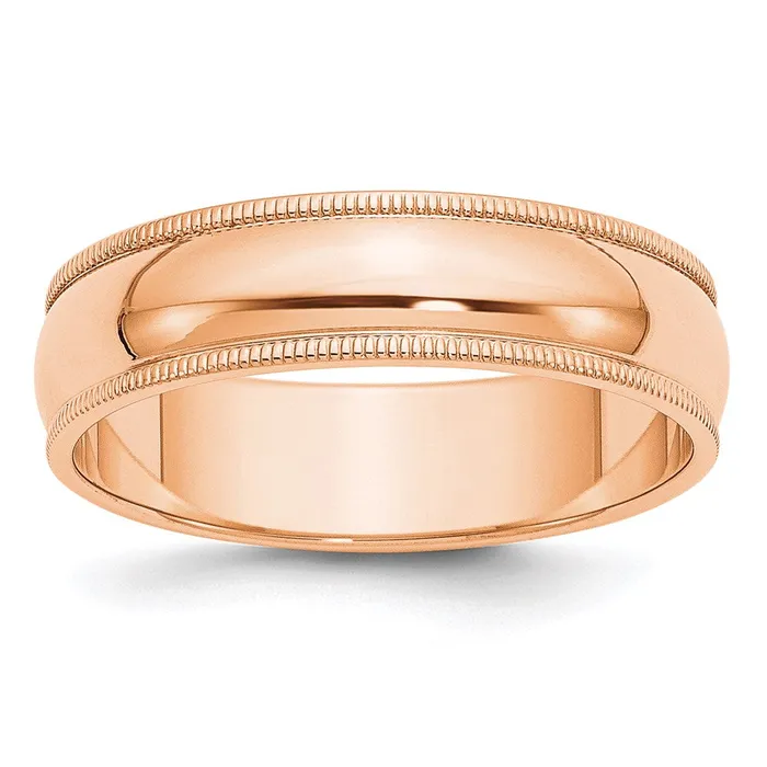 Goldia Rings Solid 14K Yellow Gold Rose Gold 6mm Milgrain Half Round MensWomens Wedding Band Ring Size 135 Goldia Rings Solid 14K Yellow Gold Rose Gold 6mm Milgrain Half Round MensWomens Wedding Band Ring Size 135