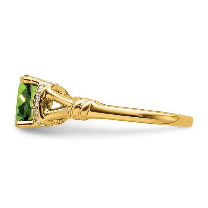 Goldia Rings Solid 14k Yellow Gold Simulated Peridot and CZ Ring