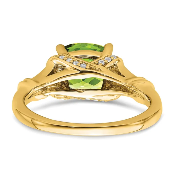 Goldia Rings Solid 14k Yellow Gold Simulated Peridot and CZ Ring