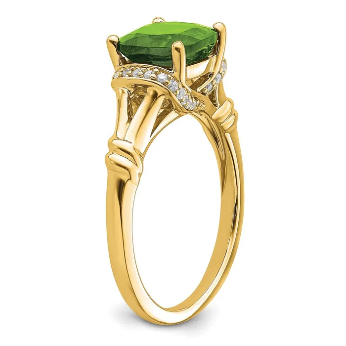 Goldia Rings Solid 14k Yellow Gold Simulated Peridot and CZ Ring