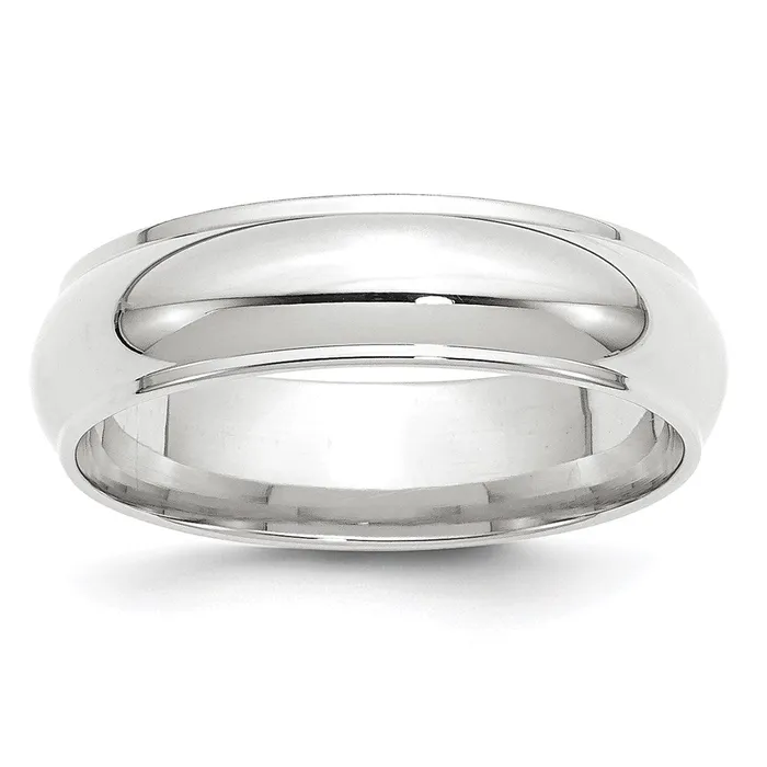 Goldia Rings Solid 18K White Gold 6mm Half Round with Edge MensWomens Wedding Band Ring Size 135 Goldia Rings Solid 18K White Gold 6mm Half Round with Edge MensWomens Wedding Band Ring Size 135