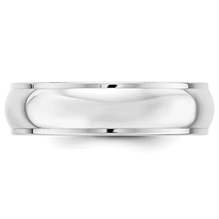 Goldia Rings Solid 18K White Gold 6mm Half Round with Edge MensWomens Wedding Band Ring Size 135 Goldia Rings Solid 18K White Gold 6mm Half Round with Edge MensWomens Wedding Band Ring Size 135