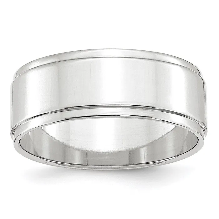 Goldia Rings Solid 18K White Gold 8mm Flat with Step Edge MensWomens Wedding Band Ring Size 11 Goldia Rings Solid 18K White Gold 8mm Flat with Step Edge MensWomens Wedding Band Ring Size 11