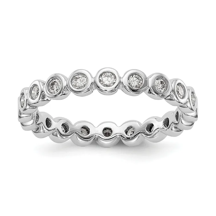 Goldia Rings Solid Real 14k White Gold Polished 12ct Bezel Set CZ Eternity Wedding Band Ring Goldia Rings Solid Real 14k White Gold Polished 12ct Bezel Set CZ Eternity Wedding Band Ring