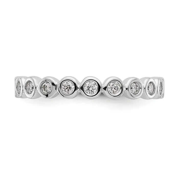 Goldia Rings Solid Real 14k White Gold Polished 12ct Bezel Set CZ Eternity Wedding Band Ring