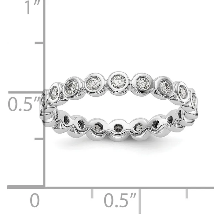 Goldia Rings Solid Real 14k White Gold Polished 12ct Bezel Set CZ Eternity Wedding Band Ring