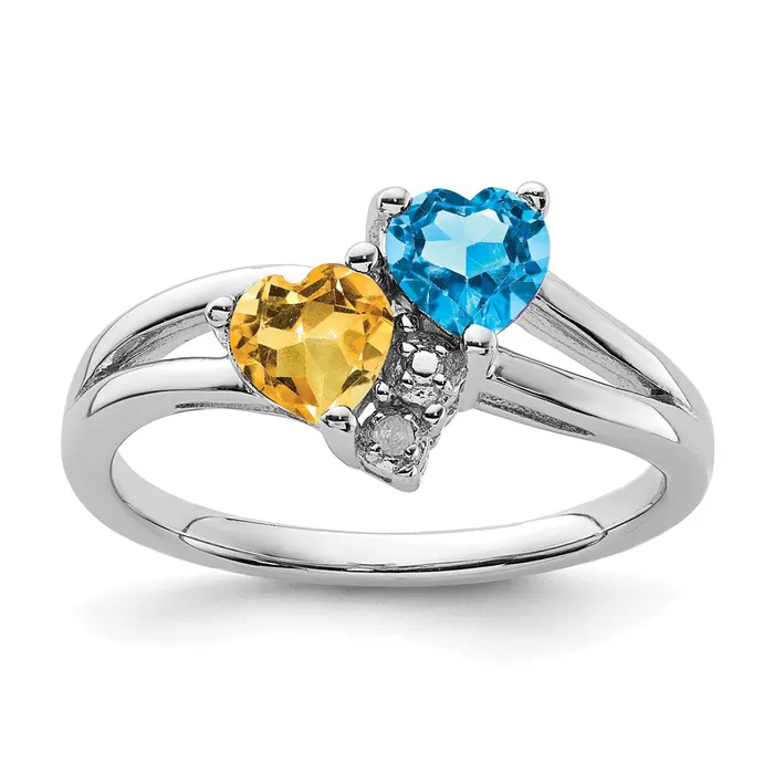 Goldia Rings Sterling Silver Rhodium Blue Topaz u0026 Citrine Diamond Ring
