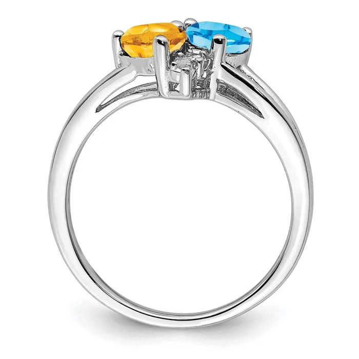 Goldia Rings Sterling Silver Rhodium Blue Topaz u0026 Citrine Diamond Ring