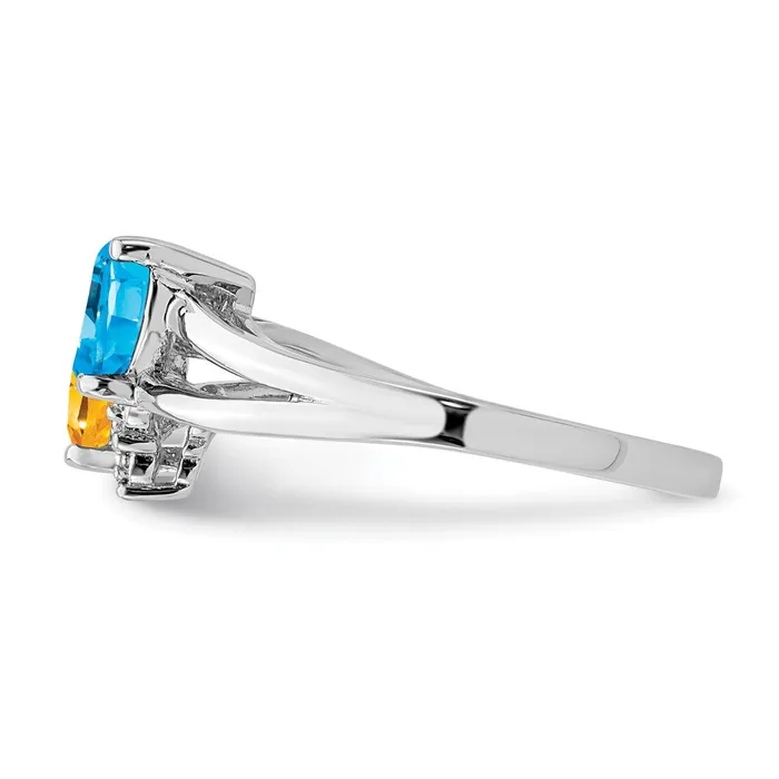 Goldia Rings Sterling Silver Rhodium Blue Topaz u0026 Citrine Diamond Ring