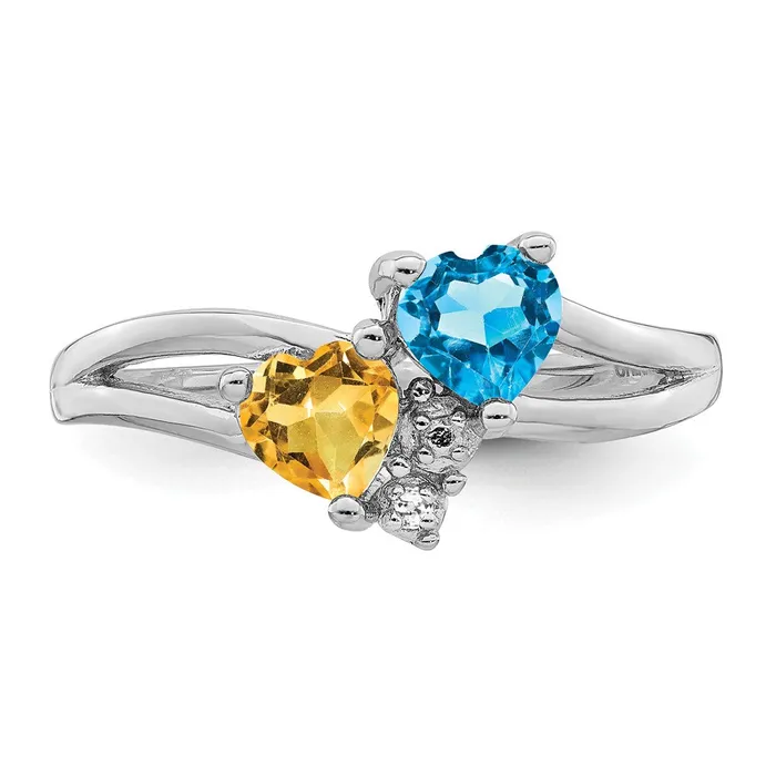 Goldia Rings Sterling Silver Rhodium Blue Topaz u0026 Citrine Diamond Ring