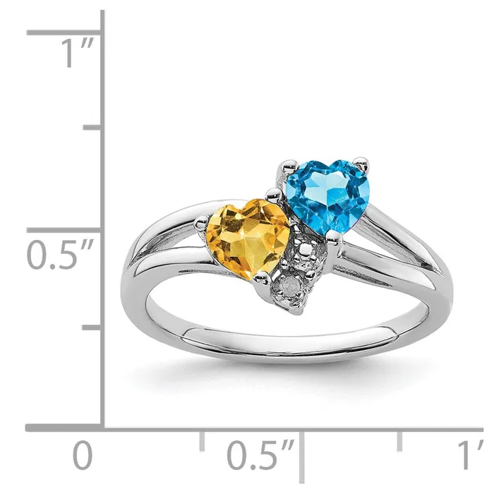 Goldia Rings Sterling Silver Rhodium Blue Topaz u0026 Citrine Diamond Ring
