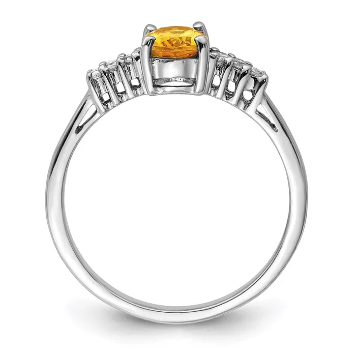 Goldia Rings Sterling Silver Rhodium Citrine u0026 Diamond Ring
