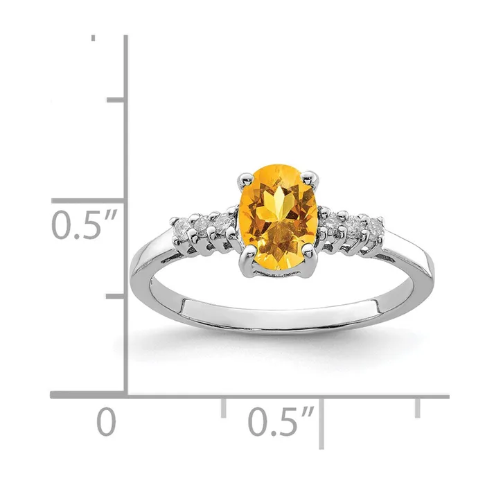 Goldia Rings Sterling Silver Rhodium Citrine u0026 Diamond Ring