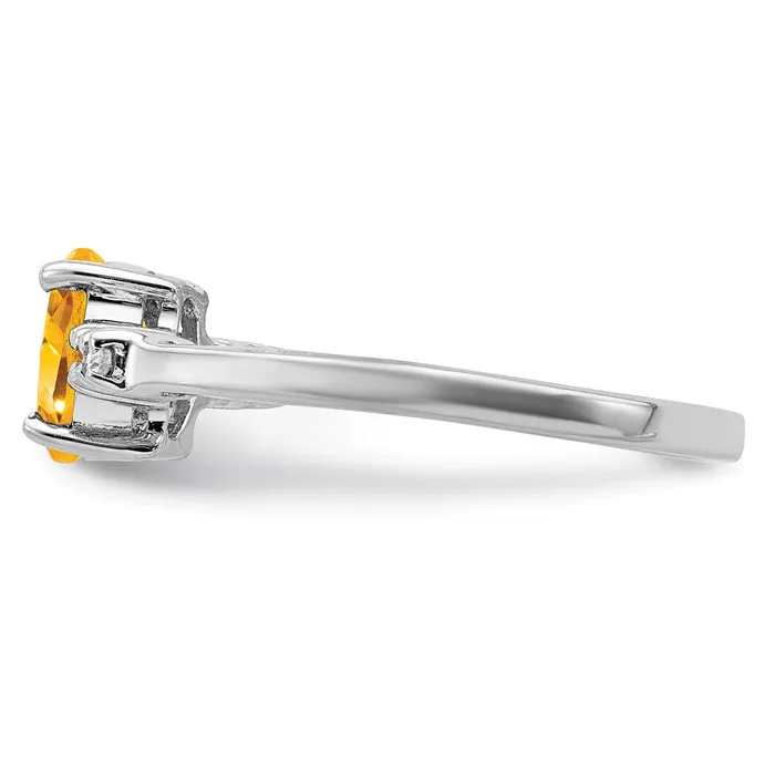 Goldia Rings Sterling Silver Rhodium Citrine u0026 Diamond Ring