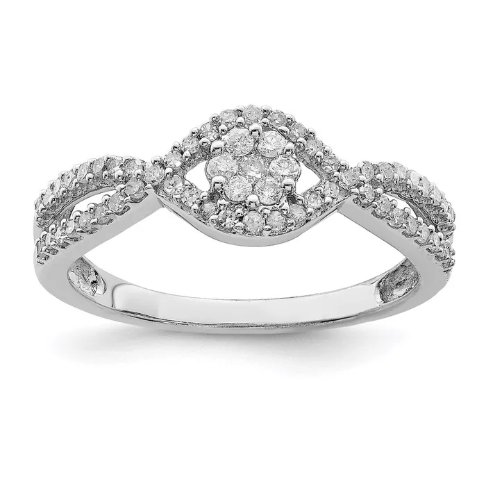 Goldia Rings Sterling Silver Rhodium Diamond Ring