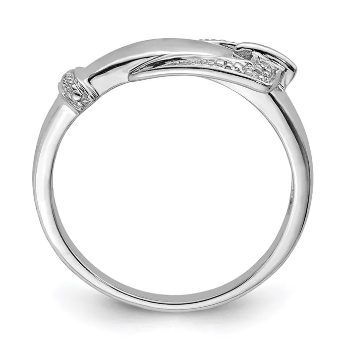 Goldia Rings Sterling Silver Rhodium Plated Diamond Buckle Ring