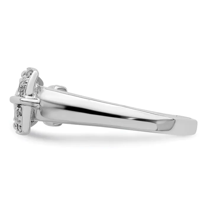 Goldia Rings Sterling Silver Rhodium Plated Diamond Buckle Ring