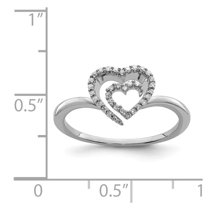 Goldia Rings Sterling Silver Rhodium Plated Diamond Heart Ring