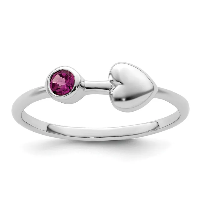 Goldia Rings Sterling Silver Rhodiumplated Polished Circle Rhodolite Garnet Heart Ring Goldia Rings Sterling Silver Rhodiumplated Polished Circle Rhodolite Garnet Heart Ring