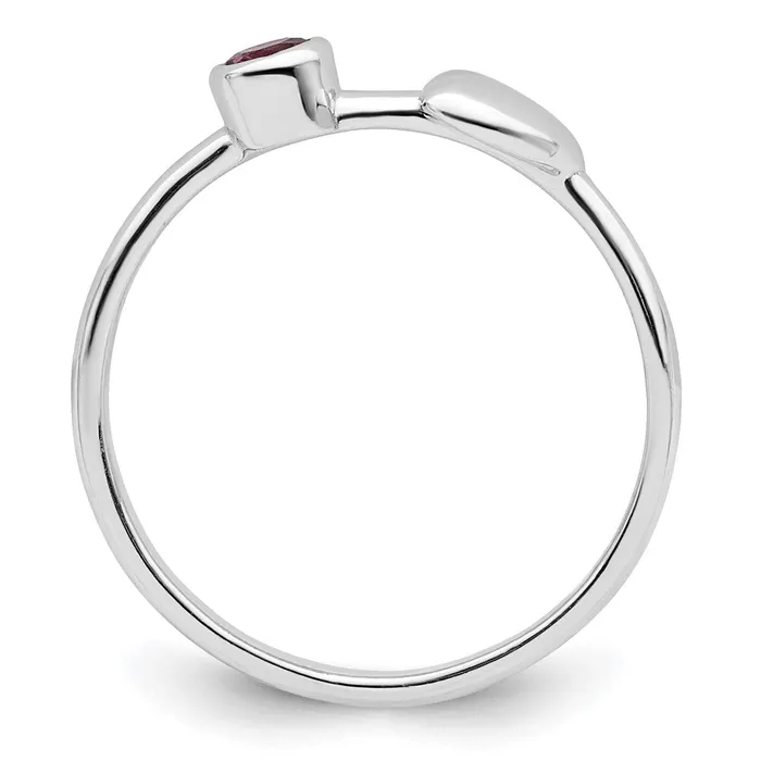 Goldia Rings Sterling Silver Rhodiumplated Polished Circle Rhodolite Garnet Heart Ring