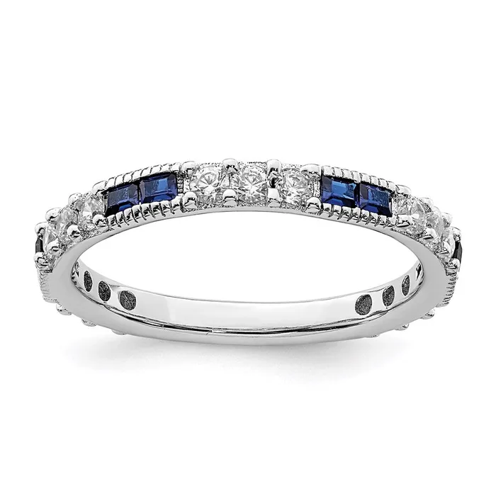 Goldia Rings Sterling Silver Rhodiumplated Synthetic Blue Spinel u0026 CZ Ring Goldia Rings Sterling Silver Rhodiumplated Synthetic Blue Spinel u0026 CZ Ring