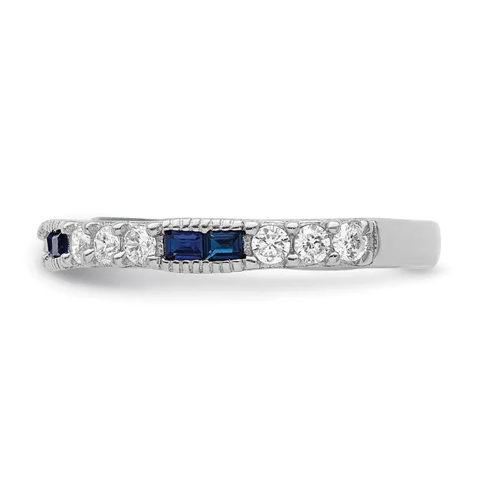Goldia Rings Sterling Silver Rhodiumplated Synthetic Blue Spinel u0026 CZ Ring