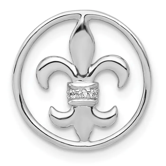 Goldia Solid 14k White Gold 01ct Simulated CZ Fleur De Lis Chain Slide Necklaces Goldia Solid 14k White Gold 01ct Simulated CZ Fleur De Lis Chain Slide Necklaces