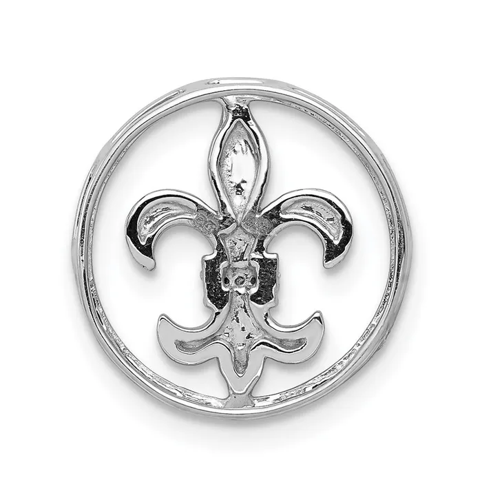Goldia Solid 14k White Gold 01ct Simulated CZ Fleur De Lis Chain Slide Necklaces Goldia Solid 14k White Gold 01ct Simulated CZ Fleur De Lis Chain Slide Necklaces