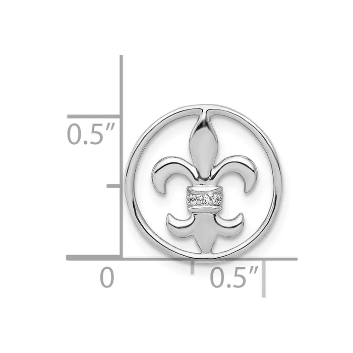 Goldia Solid 14k White Gold 01ct Simulated CZ Fleur De Lis Chain Slide Necklaces Goldia Solid 14k White Gold 01ct Simulated CZ Fleur De Lis Chain Slide Necklaces