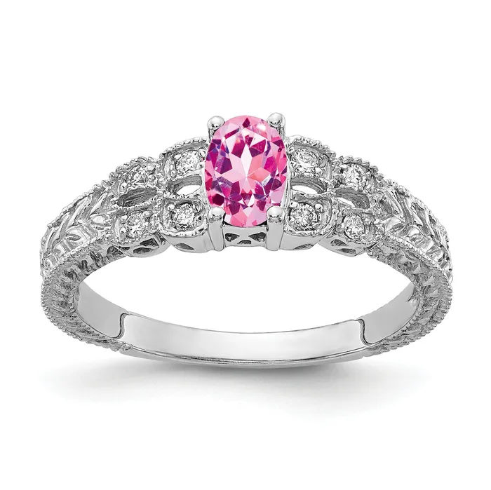 Goldia Solid 14k White Gold 6x4mm Oval PinK Simulated Sapphire AAA CZ Ring Rings Goldia Solid 14k White Gold 6x4mm Oval PinK Simulated Sapphire AAA CZ Ring Rings