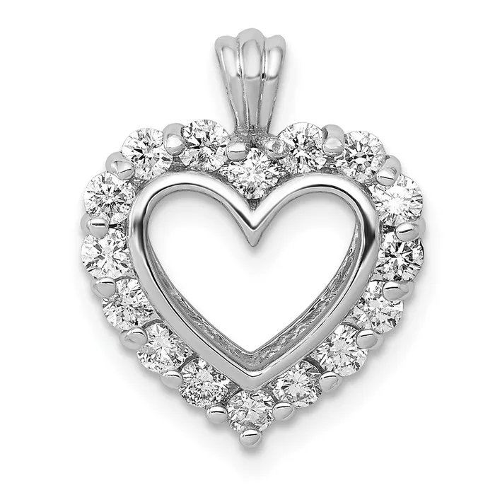 Goldia Solid 14k White Gold AA Simulated CZ Heart Rings