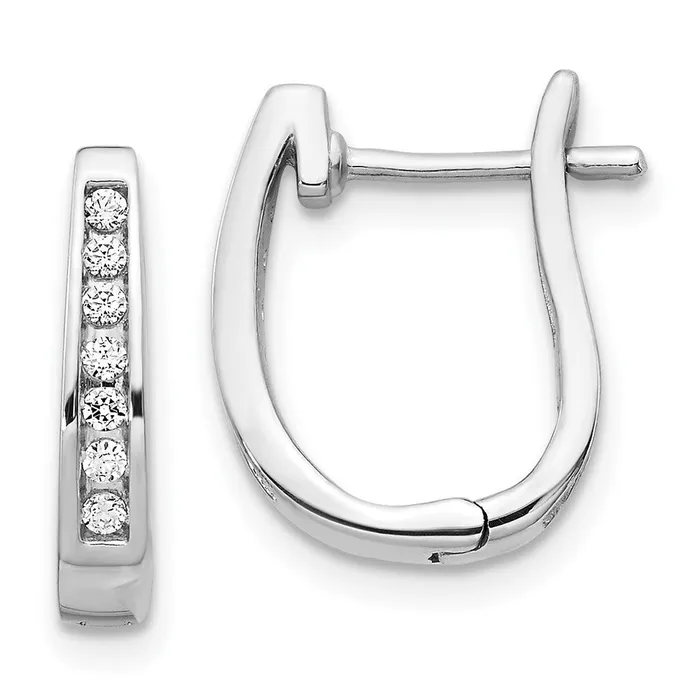 Goldia Solid 14k White Gold Simulated CZ 3mm Hinged Hoop Earrings Earrings Goldia Solid 14k White Gold Simulated CZ 3mm Hinged Hoop Earrings Earrings