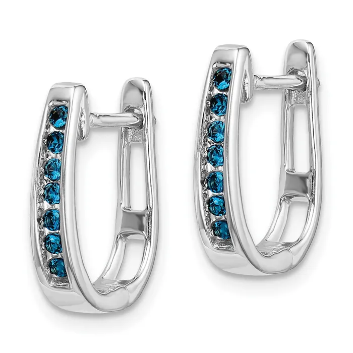 Goldia Solid 14k White Gold Simulated CZ 3mm Hinged Hoop Earrings Earrings Goldia Solid 14k White Gold Simulated CZ 3mm Hinged Hoop Earrings Earrings