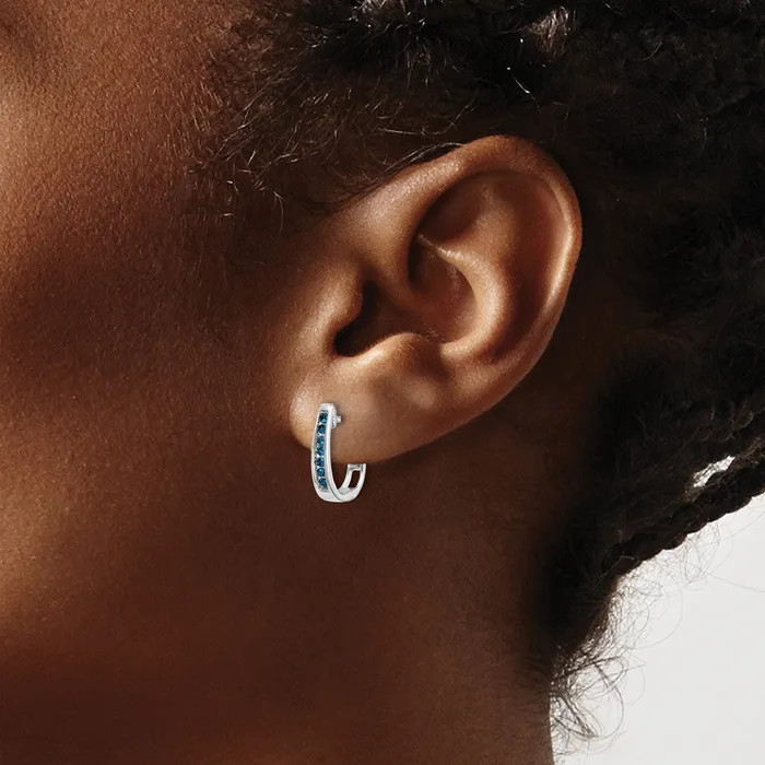 Goldia Solid 14k White Gold Simulated CZ 3mm Hinged Hoop Earrings Earrings Goldia Solid 14k White Gold Simulated CZ 3mm Hinged Hoop Earrings Earrings