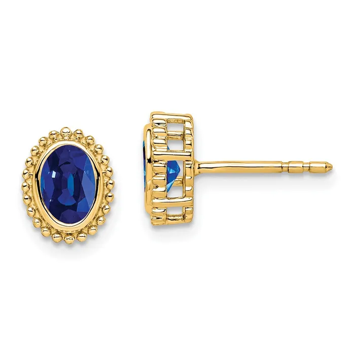 Goldia Solid 14k Yellow Gold Oval Simulated Sapphire Post Earrings Earrings Goldia Solid 14k Yellow Gold Oval Simulated Sapphire Post Earrings Earrings