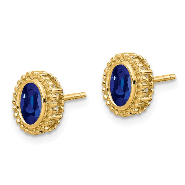 Goldia Solid 14k Yellow Gold Oval Simulated Sapphire Post Earrings Earrings Goldia Solid 14k Yellow Gold Oval Simulated Sapphire Post Earrings Earrings