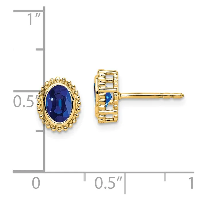Goldia Solid 14k Yellow Gold Oval Simulated Sapphire Post Earrings Earrings Goldia Solid 14k Yellow Gold Oval Simulated Sapphire Post Earrings Earrings