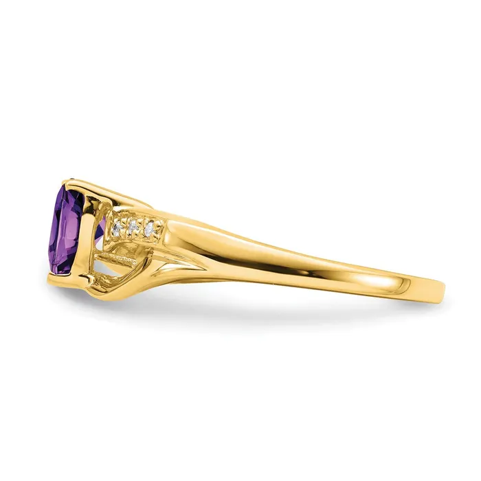 Goldia Solid 14k Yellow Gold Simulated Amethyst and CZ Heart Ring Rings