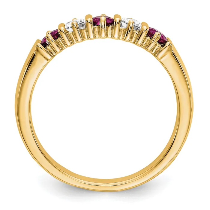 Goldia Solid 14k Yellow Gold Simulated CZ wSimulated Ruby Band Rings